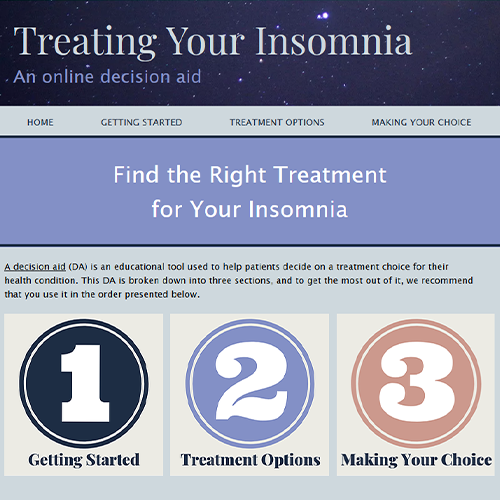 Homepage of insomnia aid website